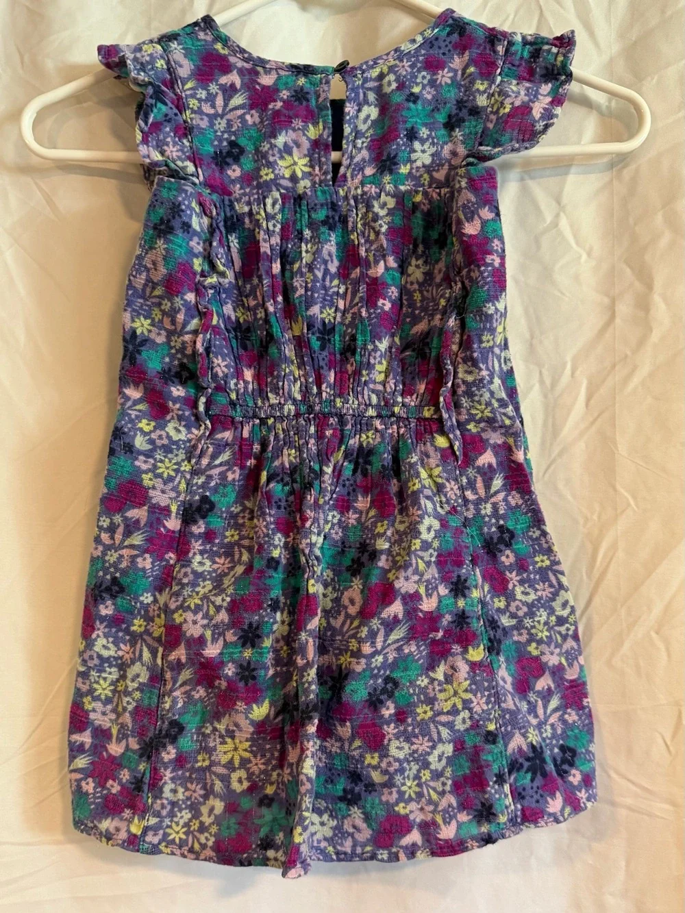 Cat & Jack Purple Floral Ruffle Sleeve Dress